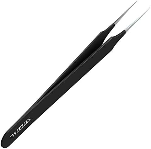 Ingrown Hair Tweezers | Pointed Tip | Black |Precision Stainless Steel | Extra Sharp and Perfectly Aligned for Ingrown Hair Treatment & Splinter Removal For Men and Women | By Tweezees