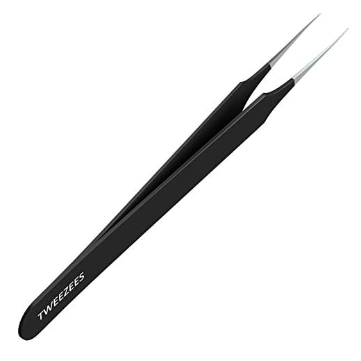 Ingrown Hair Tweezers | Pointed Tip | Black |Precision Stainless Steel | Extra Sharp and Perfectly Aligned for Ingrown Hair Treatment & Splinter Removal For Men and Women | By Tweezees