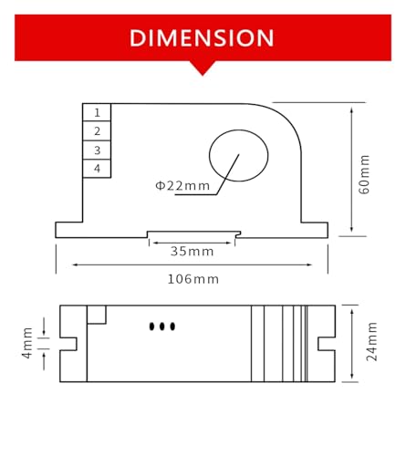 Capteur de courant alternatif CC 0-5V avec transmetteur 12V et ouverture 22mm pour automate - 3