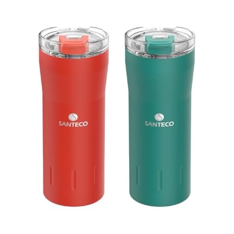 SANTECO 17 oz Christmas Travel Coffee Mug, Leakproof, Dishwasher Safe, Insulated Stainless Steel Coffee Mug, Insulated Coffee Cups with Flip Lid, Fits in Car Cupholder (Merry Xmas) Cover
