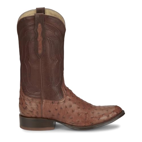 Tony Lama Mens Canonero 12 Inch Full Quill Ostrich Round Toe Dress Boots Mid Calf - Brown - Size 9 EE