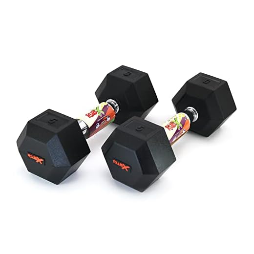 RUBX Rubber Coated Professional Exercise Hex Dumbbells (Pack Of 2) 5 Kg X 2Pc (Total = 10 Kg), Silver