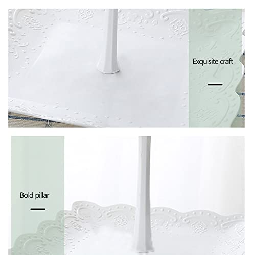 Cake Stand Cupcake, Stand Tower Dessert Display Plate 3-Tier Square White Pp Serving Tray Dish Treat Stacked Pastry Fruit Serving Platter Tree Stand For Gift Tea Party Restaurant #TOP4