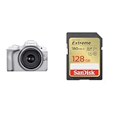 Canon ミラーレス一眼カメラ EOS R50 標準ズームレンズキット(RF-S18-45) ホワイト/APS-C/約376g EOSR50WH-1845ISSTMLK + 【 サンディスク 正規品 】 SDカード 128GB SDXC Class10 UHS-I U3 V30 SanDisk Extreme SDSDXVA-128G-GHJIN 簡易デザインパッケージ メーカー無期限保証