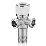 Eckventil 1/2 Zoll, Edelstahl Eckventil Waschbecken mit 2 Abgängen Wasseranschluss Universal Wasserventil für Wandgewinde 1/2