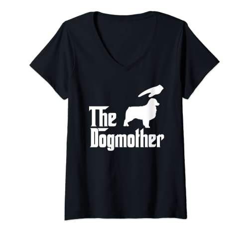 Donna Australian Shepherd Dog Mom The DogMother Funny Dogs Lovers Maglietta con Collo a V