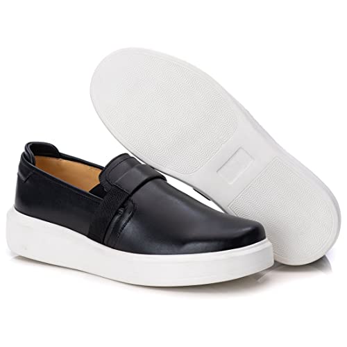 Sapato Iate Casual Masculino Linha Premium Couro Slip On Elite cor:Preto;Tamanho:42