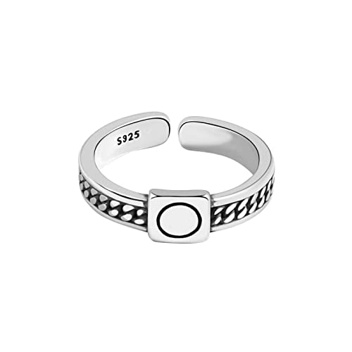 Bague ouverte argent sterling femme motif cercle carré pour un look chic