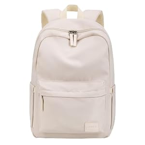 HOMIEE Lightweight Stylish Daypack, Water-Resistant Backpack Unisex Laptop Bookbag, 14-Inch Laptop Casual Backpack for Women & Men, Travel/School/Casual/Work Backpack, Ivory