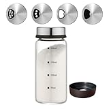 Verdental 7 oz Salt Pepper Shakers with Adjustable Outlet Holes Clear Glass Shaker Bottles Spice Seasoning Cans for Kitchen Decor and Home Restaurant BBQ Camping Farmhouse Kitchen Accessories (200ml)