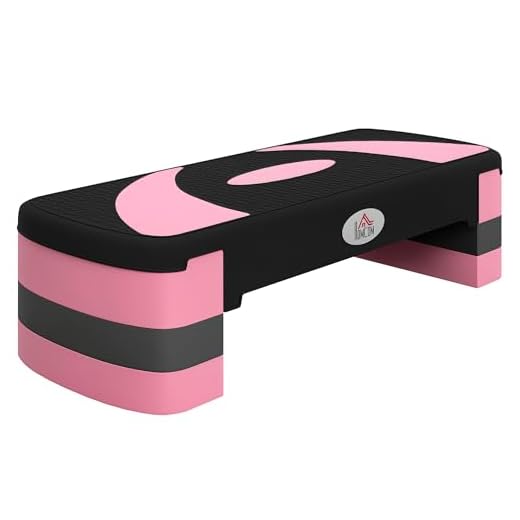 HOMCOM Stepper Fitness Aérobic hauteur réglable surface antidérapante 80 x 31 x 20 cm noir rose clair
