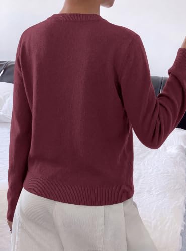 BTFBM Fall Long Sleeve Sweaters for Women Trendy,Burgundy,XX-Large — view 3