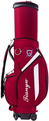 ゴルフバッグ キャディバッグ スポーツゴルフバッグ おしゃれ Golf Club Bag キャスター付き 旅行バッグ 軽量 大容量 防水 耐摩耗性 持ち運び便利 練習用 旅行用 男女兼用 (レッド)