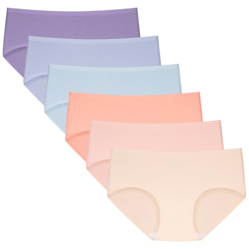 INNERSY Girls Cotton Underwear Teen Comfortable Panties Size 8-16 Briefs 6 Pack (10-12 Years, Dusk Blush)