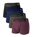 DAVID ARCHY Men's Underwear Trunks Micro Modal Support Pouch Soft Breathable Seamless Underwear for Men for 4 Pack (L, Navy Blue/Olive Green/Black/Deep Grape Purple)