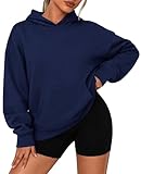 PRETTYGARDEN Womens Oversized Hoodies Fleece Sweatshirts Fall Fashion 2026 Long Sleeve Pullover Tops Y2k Winter Clothes (Navy Blue,XX-Large)