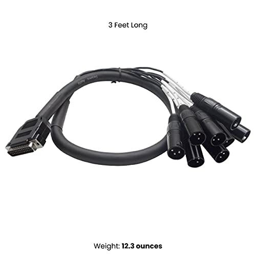 Seismic Audio Speakers Db25 To 8 Channel ¼” Xlr Male 3 Foot D-Sub Snake Cable, Patchbay Interface Modular Cable #TOP1