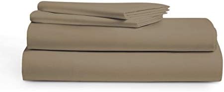 Audley Home 800 Thread Count 100% Egyptian Cotton, 4 Piece Bedsheet Set, 18” Deep Pockets, Smooth & Soft Sateen Weave, 5 Star Hotel Quality (Taupe, Queen)
