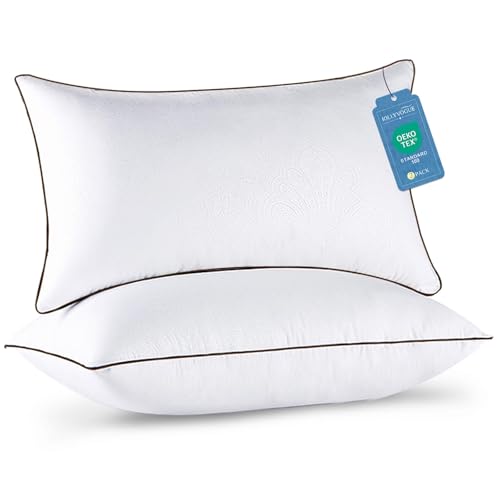 JOLLYVOGUE King Size Pillows Set of 2 for Sleeping, Soft and Supportive Bed Pillows with Down Alternative Filling for Side and Back Sleepers, Hotel Collection
