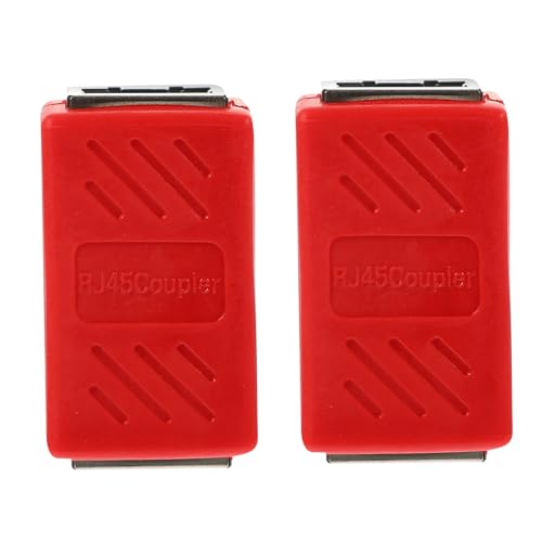 QUMIIRITY Adaptador Extensor Ethernet Rj45 Hembra a Hembra Rojo, Compatible Cables Cat6 Cat5e Cat5, 2 Piezas para Conexión de Red Fiable y Uso en Ordenadores, Routers y Dispositivos