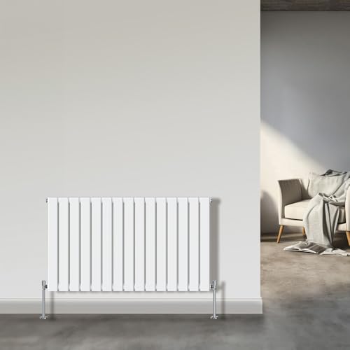 NRG Horizontal Flat Panel Column Designer Radiator Bathroom Central Heating Gloss White Single 600x1020mm
