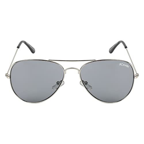 Image of Unisex UV Protected Aviator Shaped Full Rim Sunglasses With Assorted Colored Sunglasses Case, Frame - Plastic, Polycarbonate Lens
