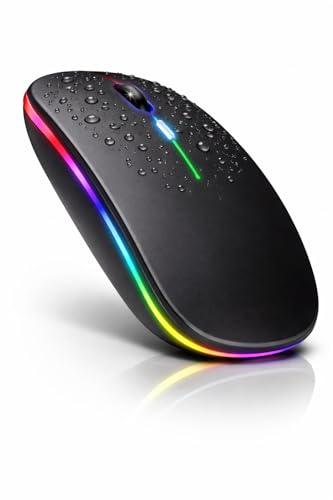 Image of Wireless Mouse Bluetooth & 2.4GHz Dual Mode, Rechargeable RGB Computer Mouse, 800–2400 DPI, USB, Bluetooth Mouse for Laptop Accessories, Silent Click, RGB Lights, Optical Silent Mice USB Fast 2.4GHZ