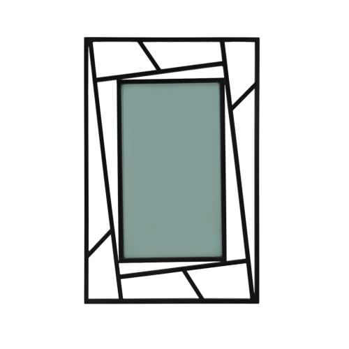 Image of Wakefit Decorative Rectangle Wall Mirror - 38 Inch | Metal Frame Wall Mirror for Living Room Bedroom Entryway Dressing Room Modern Home Decor & Gifting | Spro Black - 37.4x25.6x0.8 Inch
