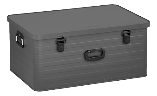 Enders® Alubox Toronto XXL Grey, 130 Liter, Aluminium Box 1 mm Wandstärke, spritzwasserdicht, stapelbar - Alukiste, Metallkiste, Metallbox mit Deckel - verwendbar als Transportbox, grau #3883