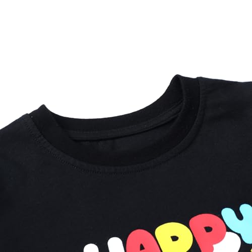 Image of HILEELANG Baby Girl Summe Short Sleeve Cotton Black Bunny Graphic Fun Holiday Wear Casual Crewneck T Shirt 2T