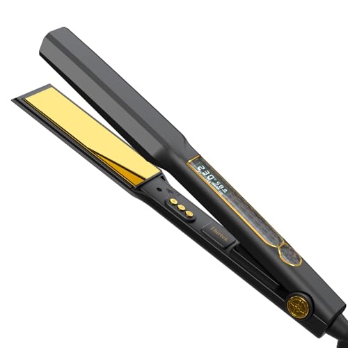 Thirtek Wide Hair Straightener for Women, 3D Ionic Ceremic Plates for Smooth Shiny Finish, 25s Fast Heat Up 80℃ to 230℃ with LCD Display (38mm-Black) Thirtek Wide Hair Straightener for Women, 3D Ionic Ceremic Plates for Smooth Shiny Finish, 25s Fast Heat Up 80℃ to 230℃ with LCD Display (38mm-Black)