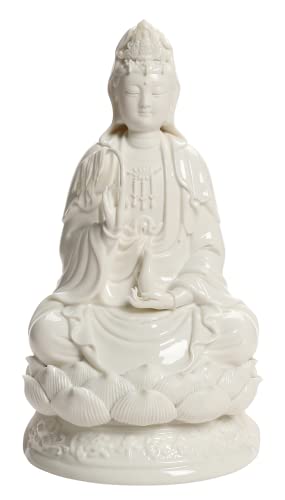 Guan Yin Statue,Quan Yin,Kwan Yin,Kuan Yin,Female Buddha Statue-Goddess Of Mercy And Compassion-Zen Meditating Avalokiteshvara Statue-Top Ceramic-Handmade For Yoga Meditation Zen Feng Shui Home Decor #TOP1