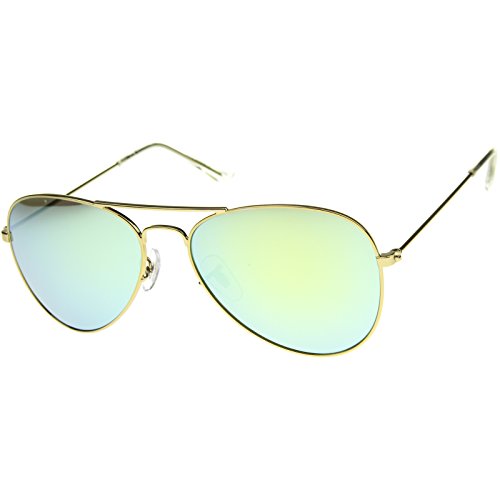zeroUV Premium Flash Mirror Lens Aviator Sunglasses (Nickel Plated Metal Frame)2