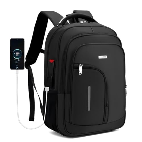 Mochila Masculina Reforçada Executiva Grande Mochila para Notebook Trabalho Viagem Escola com Cabo de Aço Impermeável Antifurto com Saídas USB/Fone de Ouvido Unissex