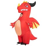 Spooktacular Creations Inflatable Costume for Kids, Dragon Air Blow Up Costumes, Funny Red Dinosaur Costume, Full-Body Inflatable Suit for Halloween Costume Parties