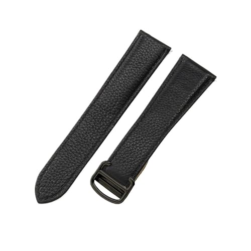 TROGPYXG Correa de reloj de cuero Compatible con Cartier London Solo, accesorios de correa de reloj con patrón de lichi suave y cómodo for mujer, 20mm y 22mm(Black-Black-Z4,20mm)
