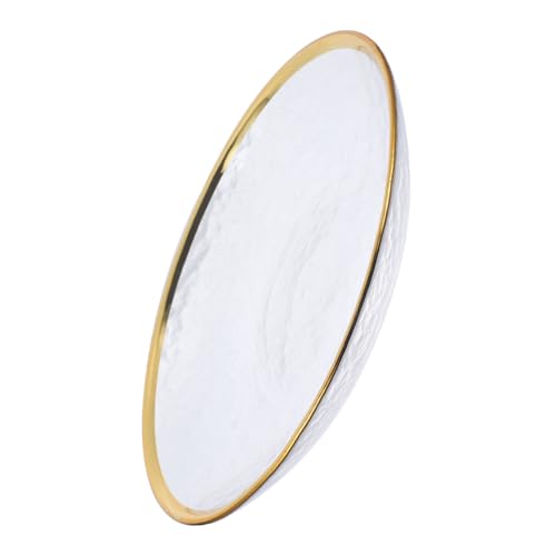 Ipetboom Plato De Vidrio Borde Dorado Estilo Japonés Bandeja Para Platos Fríos Fuente De Vidrio Para Comida Delicada Para Servir Frutas y Ensaladas Cocina
