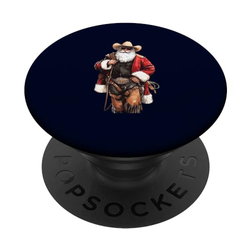 Hola, Santa Rodeo Country Western Cowboy, Feliz Navidad PopSockets PopGrip Intercambiable