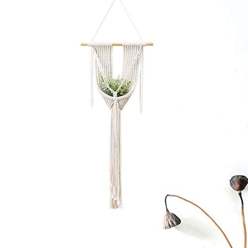 Tapisserie tissée main bohème en coton avec étagère porte-plante pour couloir