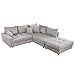Produktbild riess-ambiente.de Moderne Wohnlandschaft KENT 220cm hellgrau Cord inklusive Hocker und Kissen Ecksofa