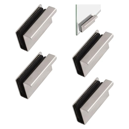 Image of Glass Finger Edge Pull, 4Pcs Cabinet Finger Pull Handle Glass Door Clips Cabinet Latch Clamp Concealed Handle for Display Glasscase Door (Pearl Nickel)