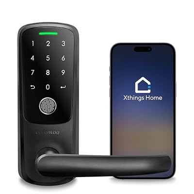 ULTRALOQ Latch 5 Smart Lock, World's First WiFi Smart Lever Lock, Auto-Lock, Touchscreen Digital Keypad, Fingerprint Door Handle for Home Front Door, Rental, Office, App Remote Control, Black