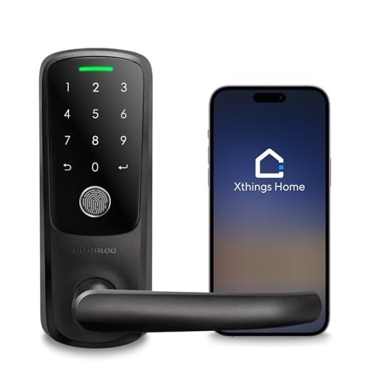 ULTRALOQ Latch 5 World's First Built in WiFi Smart Lock (Black) with Fingerprint ID, 5-in-1 Keyless Entry Electronic Door Handle with Bluetooth, Biometric Fingerprint and Touch Digital Keypad