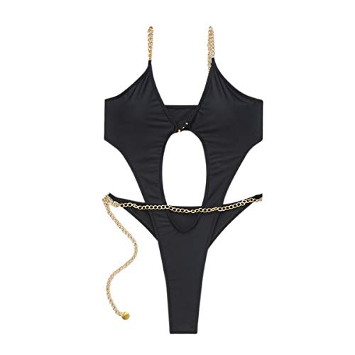 Leomoste LEYF-202701150SB-M Women Sexy Deep V Neck One Piece Swimsuit Cut Out Swimwear Bathing Suit Rave Bodysuit Black thumb #6