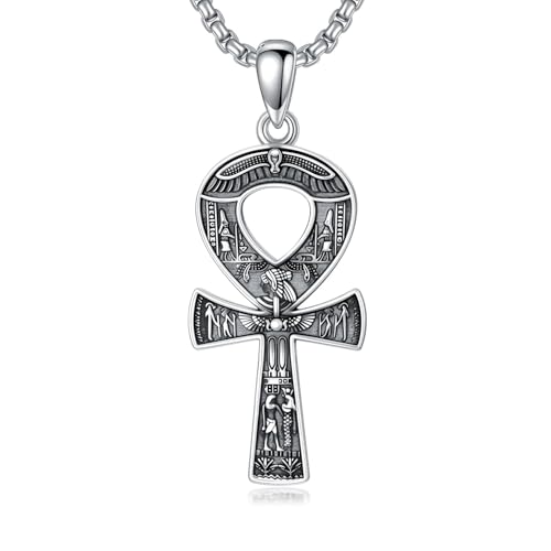 Collier égyptien Ankh argent homme chaîne et pendentif style quotidien