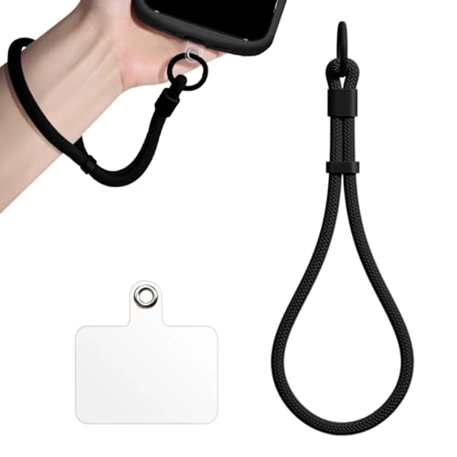 JEYORZY Laccio per Cellulare,Catena per Telefono Cellulare Cordino da Polso Regolabile Cinturino, Universale Tutte le Custodie per Cellulari Ciondolo Portachiavi Chiavetta USB Portafoglio,Nero