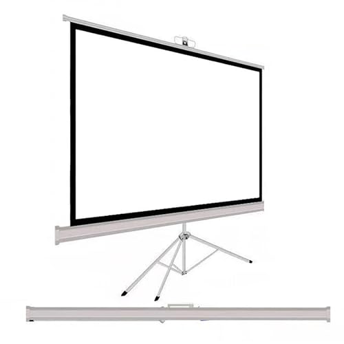 Schermo per proiettore Portatile con treppiede, Anti-Piega, Regolabile in Altezza, Schermo per proiezione Mobile, per Interni ed Esterni, treppiede con Caricamento Automatico a Molla, Tela b