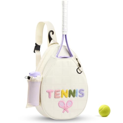 Ohlukies Tennis Bags for Women Waterproof Crossbody Sling Pickleball backpack Tennis Racket Bag Ideal Gift for Girls Sports Lovers (White)