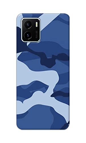 Image of Printed Hard Back Cover Case for Vivo Y01 | Vivo Y01A Back Cover (Army Blue Pattern) -702