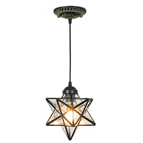Preisvergleich Produktbild Tiffany-Stil Buntglas-Pendelleuchte Fünfzackigen Stern Pendelleuchte Schlafzimmer kreative Persönlichkeit kleine Bar amerikanischen Star einzigen Kopf Veranda Lampengang Korridor Nordeuropa